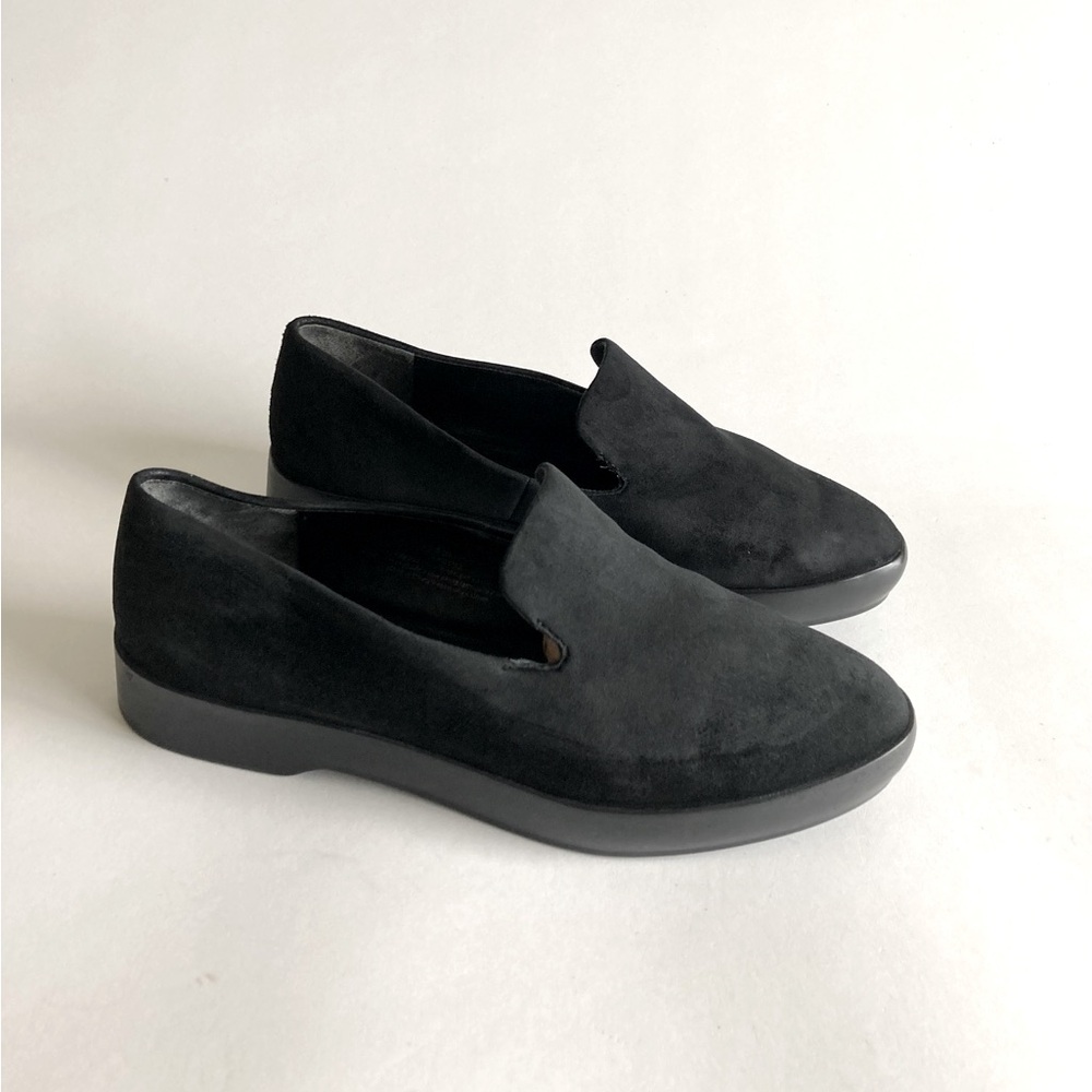 Donna Karan Black Suede Genuine Leather Rubber Outsole Loafers size 8.5